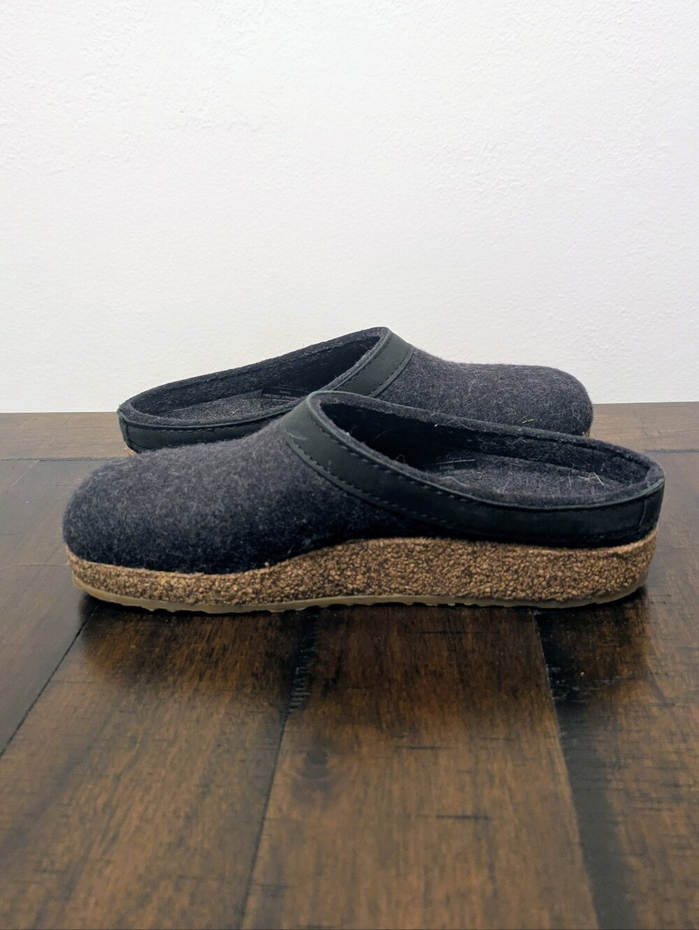 Haflinger Grizzly GZL Charcoal gray wool felt clogs mules slippers size 37 us 6 - Picture 7 of 8